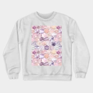 Rose Quartz and Amethyst Stone and Marble Hexagon Tiles Crewneck Sweatshirt